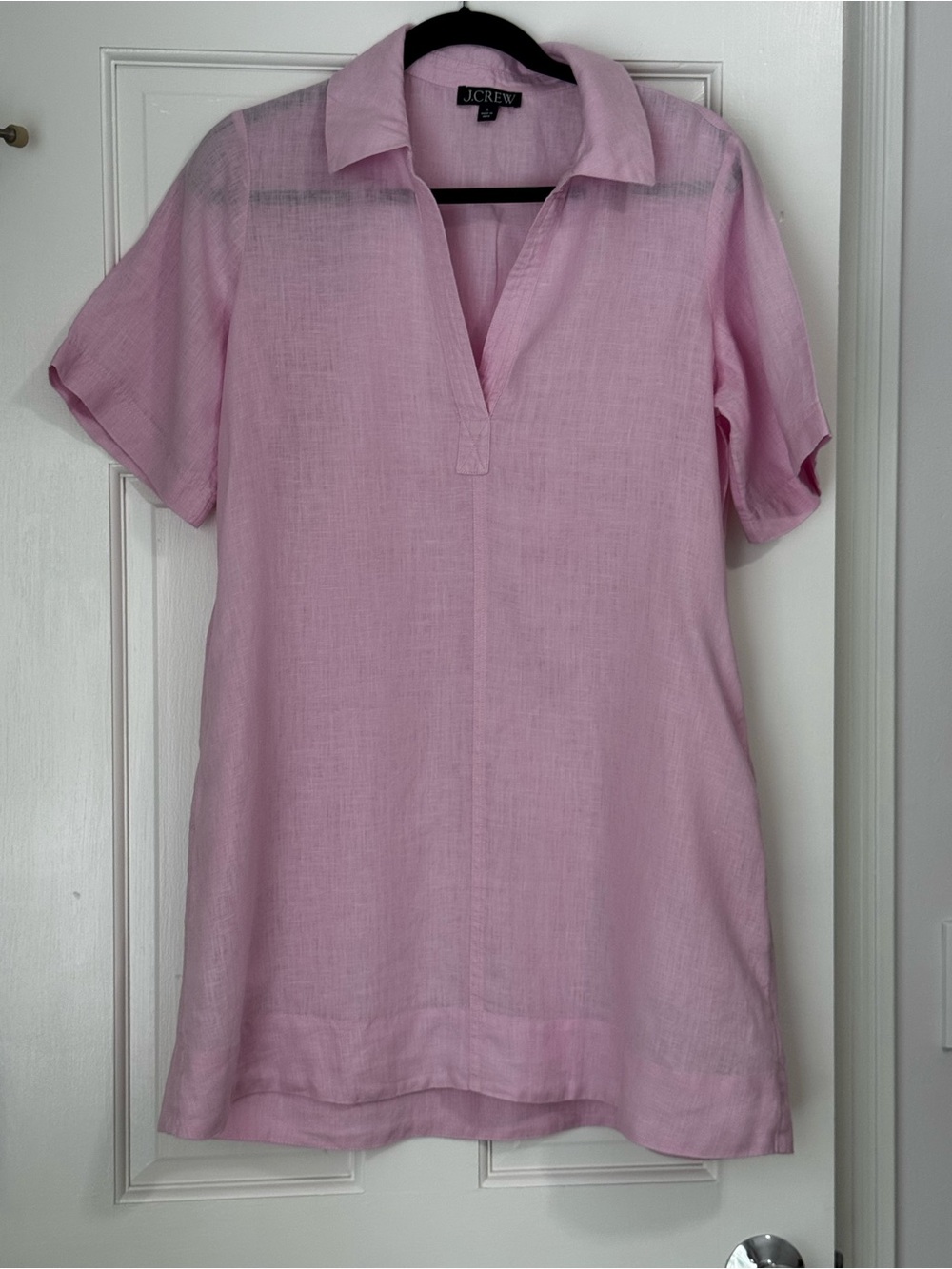 J. Crew Pink Linen Popover Dress | Size Small